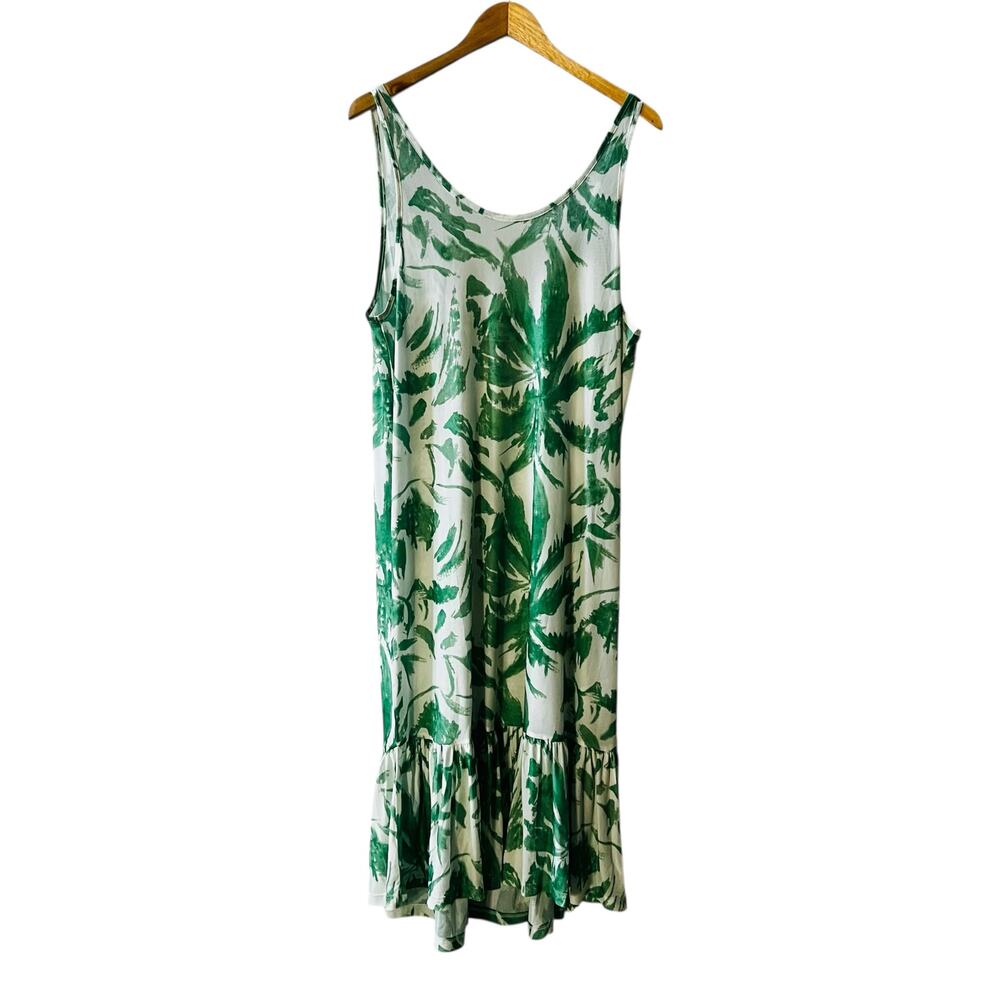 Anthropologie Mesh Floral Sleeveless Midi Dress One Size NWT Green Cream - Picture 2 of 9
